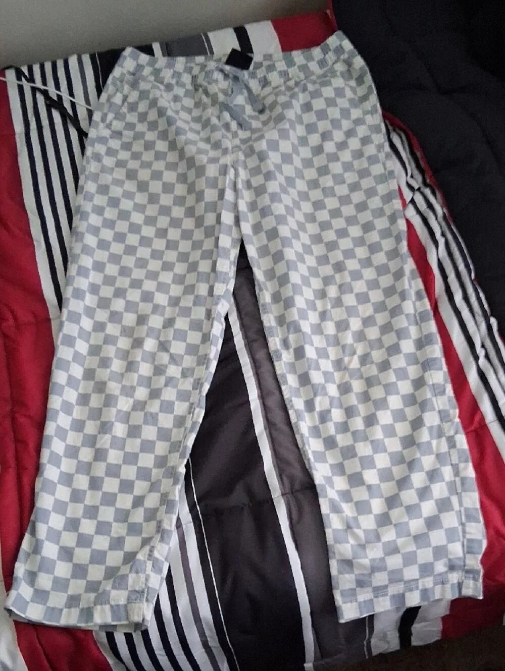 Vans Checkerboard Light Blue and White Jogger Pants